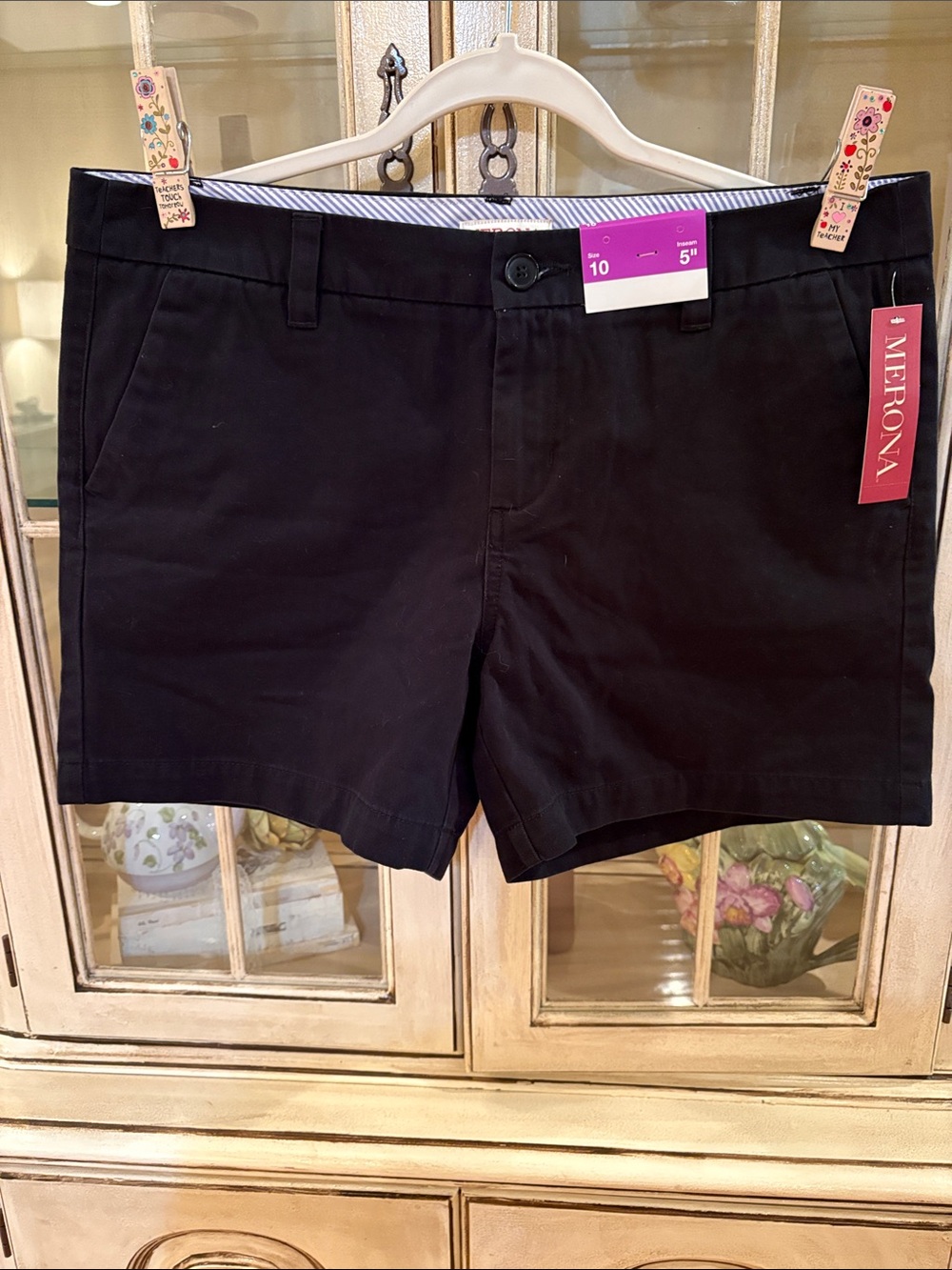 NWT Merona Navy Mid-Rise Stretch Chino 5” Inseam Shorts